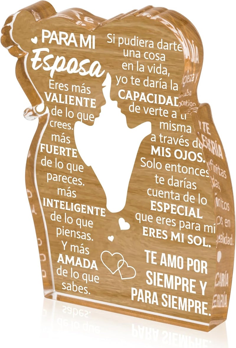 Yopyame Gift for Wife from Husband - Spanish Valentines Romantic Gift to My Wife Acrylic Plaque Sign Best Wife Ever Gift Valentine’s Day Wedding Anniversary Christmas Birthday Ideas for Her Women - Image 1